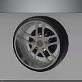 Car Wheel Featuring Silver Rim Design Black Tire And Yellow Bolts