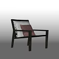 Modern Accent Chair With Wooden Frame Woven Backrest Checkered Cushion And Light Shadow Effect