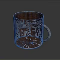 Vintage Metallic Mug With Rusty Distressed Surface On Dark Reflective Background 3d model