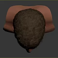 3D Human Head Model With Short Brown Hair Neutral Facial Expression Neck And Gray Background
