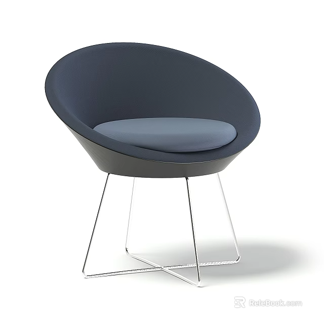 Modern Single Sofa With Round Back Light Gray Cushion And Sleek Metal Legs 3d model 