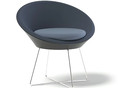 Modern Single Sofa With Round Back Light Gray Cushion And Sleek Metal Legs 3d model