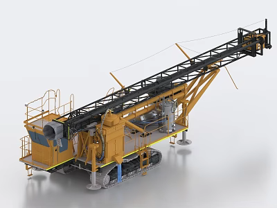 Yellow Construction Utility Vehicle With Crawler Tracks Long Boom And Operating Platform 3d model