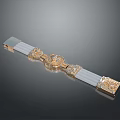 Elegant Luxury Belt With Golden Decorative Accents And White Fabric Strap