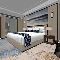 Elegant Hotel Guest Room Interior With Bed Sofa Desk Chair Lamp And Decorative Paintings