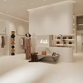 Minimalist Beige Tone Modern Clothing Store Interior With Neat Clothes Mannequin And Accessories