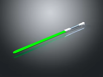 Glowing Green Light Stick With White Handle And Reflective Surface 3d model