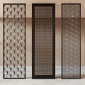 New Chinese-style Entrance Stainless Steel Metal Partition Screen Flower Lattice Carved 3d model