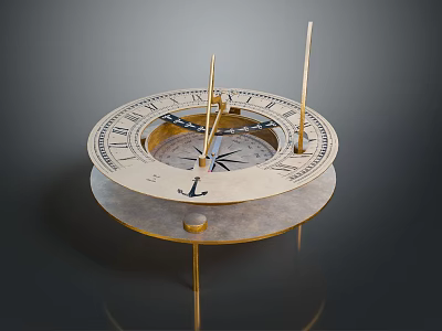 Brass Industrial Equipment With Roman Numerals And Decorative Anchor Design 3d model