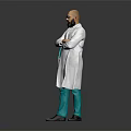 Confident Man In White Doctor Coat With Green Pants Blue Glasses And Stethoscope