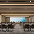 Modern Conference Room With Spacious Layout Large Screen And Neat Seating Arrangement