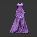 Elegant Purple Formal Dress With Large Flower Decoration And Flowy Skirt