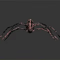 Futuristic Pink And Black Mechanical Spider Game Movie Character With Long Legs