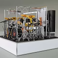 Miniature Drum Set Model With Drums Cymbals And Metal Stands