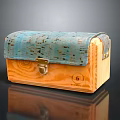 Wooden Storage Box With Blue Cork Lid And Metal Lock For Home Organizing Decor