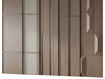 Modern Wooden Wall Panels With Vertical Lines Grid Pattern And Geometric Designs 3d model