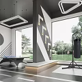 Modern Sports Fitness Gym Interior With Table Tennis Table And Punching Bag