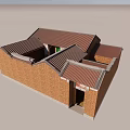 Ancient Architecture Featuring Multiple Red Tile Roofs And Traditional Brick Walls 3d model