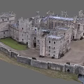 Ancient European Castle Architecture With Stone Walls Courtyard And Towers