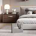 Modern Bedroom Interior With Circular Wall Art Pendant Lights And Walk In Closet