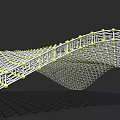3D Model Wavy Grid Structure Ceiling Design with White and Green Lines 3d model
