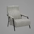Modern Accent Chair With Black And White Houndstooth Pattern And Black Frame 3d model