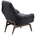 Gray Fabric Upholstered Modern Office Chair With Wooden Legs And Comfortable Padded Seat