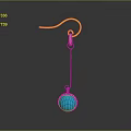 Gold Earrings with Round Blue Gemstone Pendant and Gold Hook Reflection on Dark Background