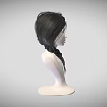 Game Movie Character Black Long Hair Braided Hairstyle Wig Design On White Mannequin