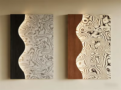 Modern Wall Decorations With Black Gray Brown White Wave Abstract Textured Design 3d model