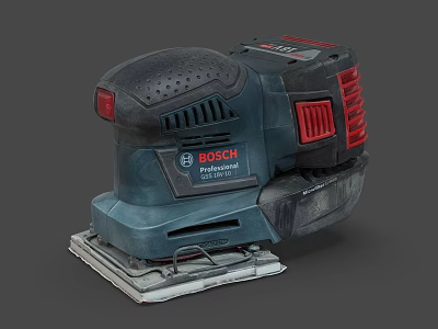 BOSCH Professional Power Sander With Blue Red Design And Sandpaper Pad 3d model