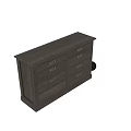 Classic Solid Wood Sideboard With Multiple Drawers And Golden Handles Design 3d model