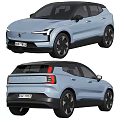 Volvo Light Blue SUV Front And Rear Views 3d model