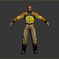 Man In Yellow And Black Jacket With Beige Brown Pants And Black Boots Arms Outstretched