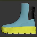 Turquoise Ankle Boots With Yellow Platform Sole And Black Trim Design