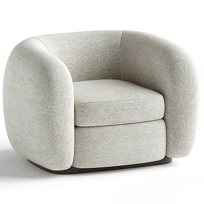 Modern Light Gray Upholstered Sofa Stool With Curved Armrests And Dark Base 3d model