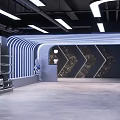 Modern Luxury Car Dealership Showroom With Sports Cars Glass Partitions And White Pillars
