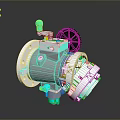 Industrial Mechanical Device With Silver Metal Body Green Handle And Black Circular Component