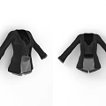 Black Long Sleeve Jacket With Lace Trim Fitted Waist And Gray Underlayer
