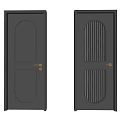 Two Black Hinged Doors with Glass Panel and Arch Design for Modern Home Interior