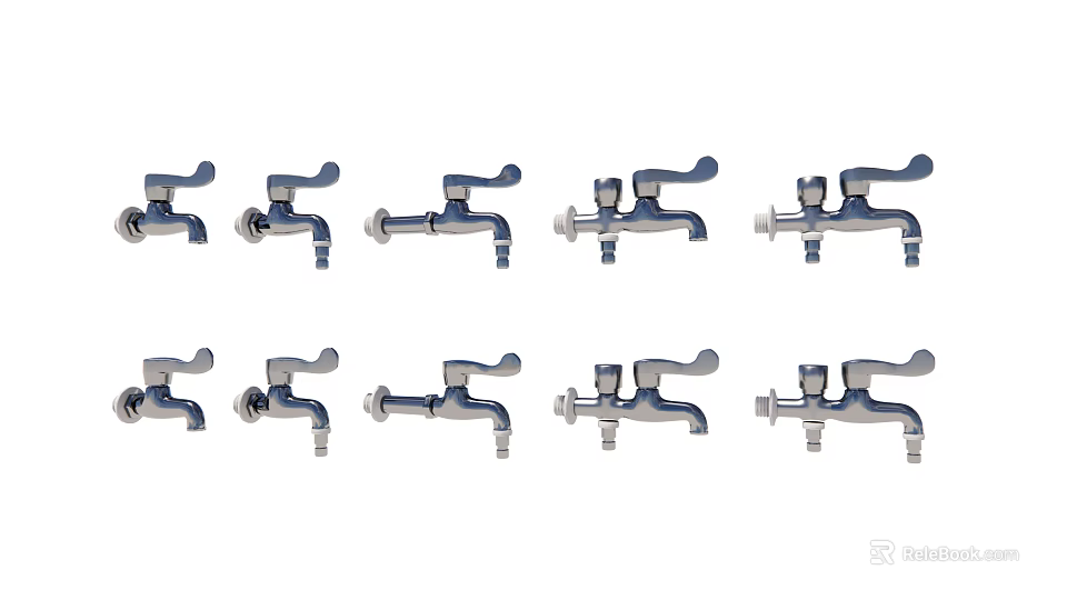 Stainless Steel Faucets With Various Handle Designs For Home Kitchen And Bathroom Use 3d model 