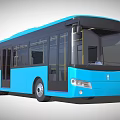 Modern Blue City Bus Exterior Design With Large Windows And Doors