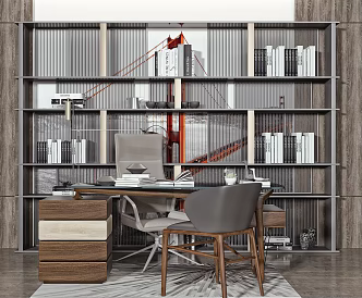 Modern Desk Chair Desk Chair Floor Lamp 3d model