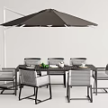 Outdoor Patio Table and Chair Set with Large Brown Umbrella for Dining Area