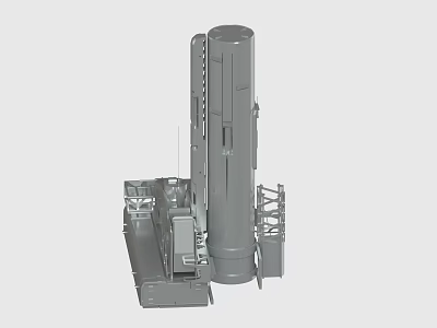 Gray Industrial Mechanical Structure With Cylindrical Main Body And Supporting Frame 3d model