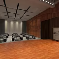 Elegant Cinema Interior With Wooden Walls Arranged Seats And Decorative Paintings