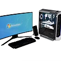 Desktop Computer Setup With Curved Monitor Windows 7 Display Transparent Case Keyboard And Mouse