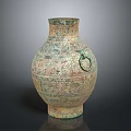 Ancient Bronze Sculpture Vase With Intricate Carved Patterns And Ring Handles