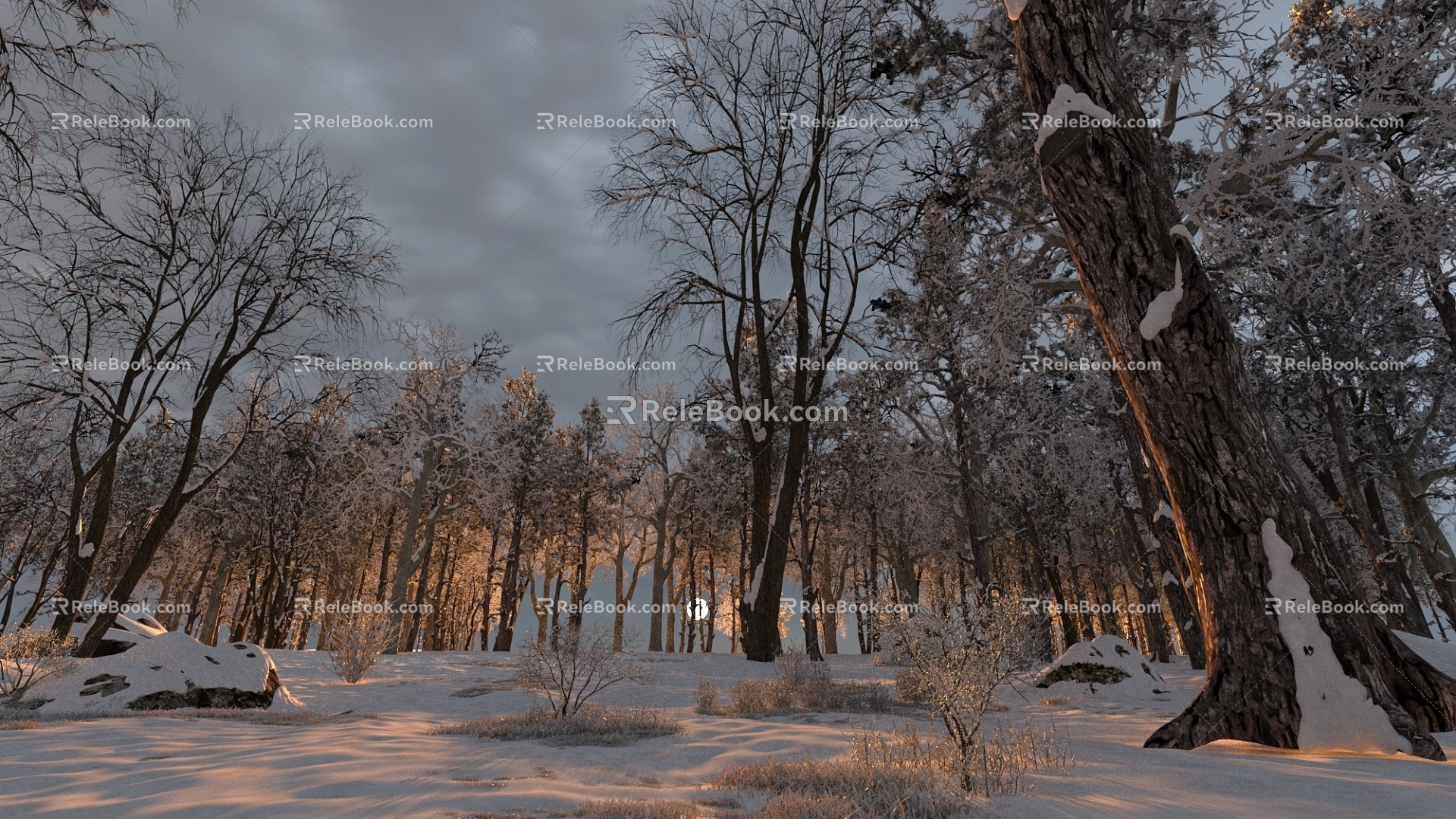 Snow night outdoor 3d model