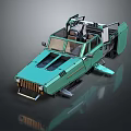 Green Futuristic Car With Unique Design Open Doors And Roof Equipment